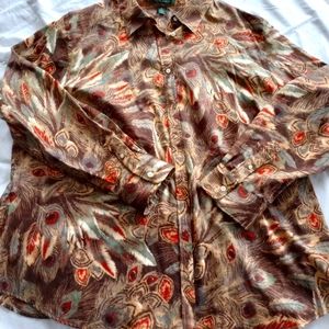 Ralph Lauren Peacock print dress shirt 3x